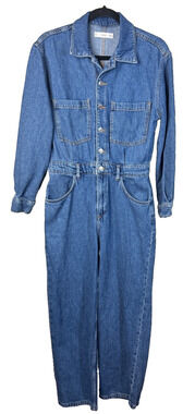 MNG by Mango Amazing Long Sleeve Denim Jean Jumpsuit, Size M